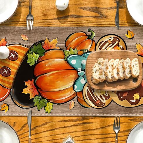 Fall Table Runner Farmhouse Thanksgiving Autumn Pumpkin Kitchen Dining Table Decor Cartoon Mouse Fall Decorations for Home-72 Inches Long in Kuwait