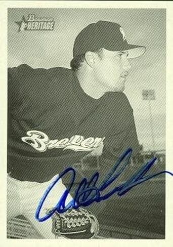 Autograph Warehouse 47902 Allen Levrault Autographed Baseball Card Milwaukee Brewers 2001 Bowman Heritage No .187 in Kuwait