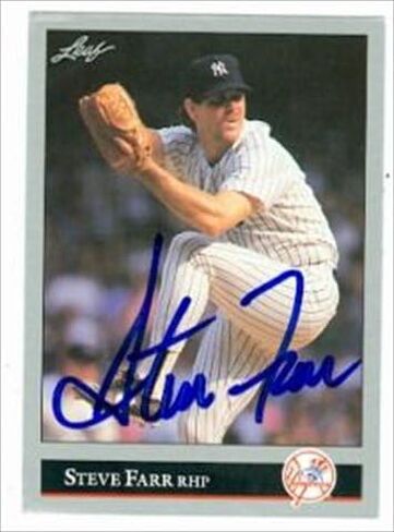 Autograph Warehouse 41571 Steve Farr Autographed Baseball Card New York Yankees 1992 Leaf No. 20 in Kuwait