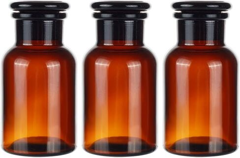 OLYCRAFT 3 قطع زجاجة كاشف زجاجية للمختبر 125 مل/4.23 أونصة زجاجات وسائط كاشف العنبر زجاجات تخزين زجاجية واسعة الفم مع مزهرية زجاجة سدادة أرضية لتخزين مختبر العلوم عينة من الماء الصلب in Kuwait