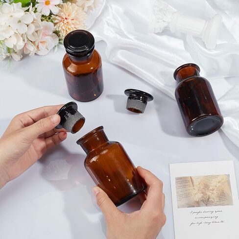 OLYCRAFT 3 قطع زجاجة كاشف زجاجية للمختبر 125 مل/4.23 أونصة زجاجات وسائط كاشف العنبر زجاجات تخزين زجاجية واسعة الفم مع مزهرية زجاجة سدادة أرضية لتخزين مختبر العلوم عينة من الماء الصلب in Kuwait