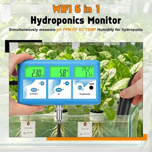 جهاز مراقبة YINMIK pH EC للزراعة المائية المائية، جهاز اختبار درجة الحموضة جزء في المليون واي فاي للمغذيات | مراقبة على مدار 24 ساعة عبر تويا؛ العديد من المستخدمين؛ تذكير عندما يكون خارج النطاق؛ دعم المشاركة والطباعة؛ لجميع أنظمة الزراعة المائية in Kuwait