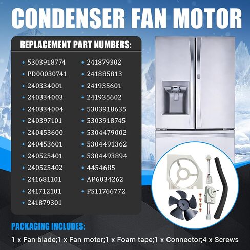 محرك مروحة مكثف 5303918774 متوافق مع Ken-More 25331113308 2535628240N، Frigi-daire FRS6KR5JSB0 FRT17G5CSBC، استبدال ثلاجة كروسلي لـ 40334001 240397101 240525401 4454685 in Kuwait