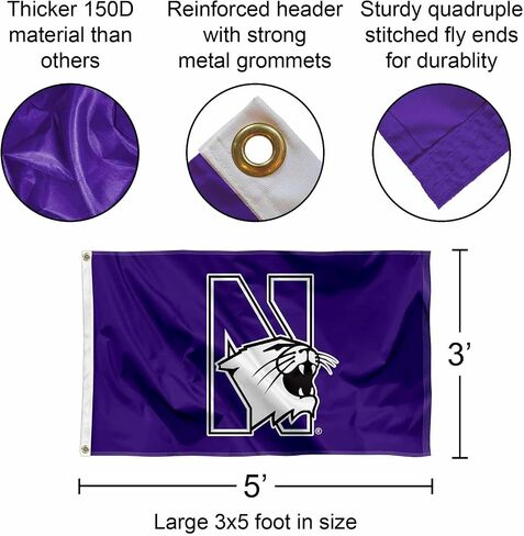 شعار Northwestern Wildcats بحلقة معدنية مقاس 3×5 in Kuwait