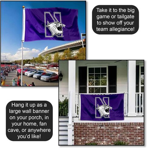 شعار Northwestern Wildcats بحلقة معدنية مقاس 3×5 in Kuwait