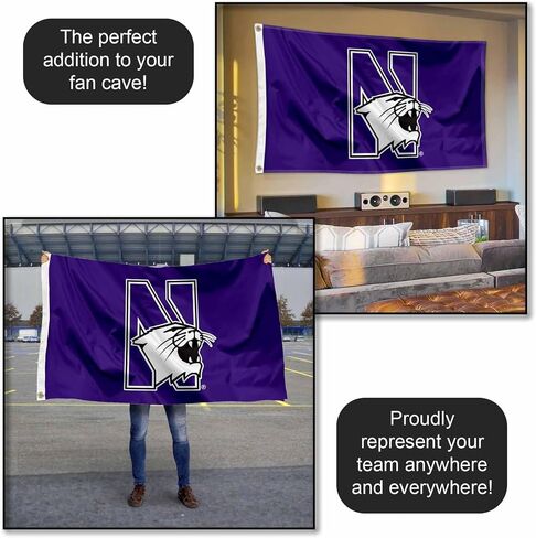 شعار Northwestern Wildcats بحلقة معدنية مقاس 3×5 in Kuwait