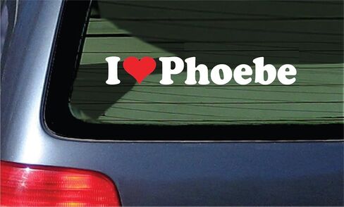 ملصق من الفينيل I Love Phoebe - أبيض مع ملصق نافذة على شكل قلب أحمر in Kuwait
