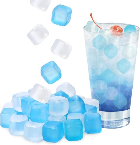 80 Pack Reusable Ice Cubes, Refreezable Plastic Ice Cubes | No Diluting, BPA Free for Drinks, Iced Coffee, Home Bars, Whiskey in Kuwait