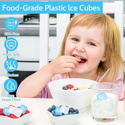 80 Pack Reusable Ice Cubes, Refreezable Plastic Ice Cubes | No Diluting, BPA Free for Drinks, Iced Coffee, Home Bars, Whiskey in Kuwait