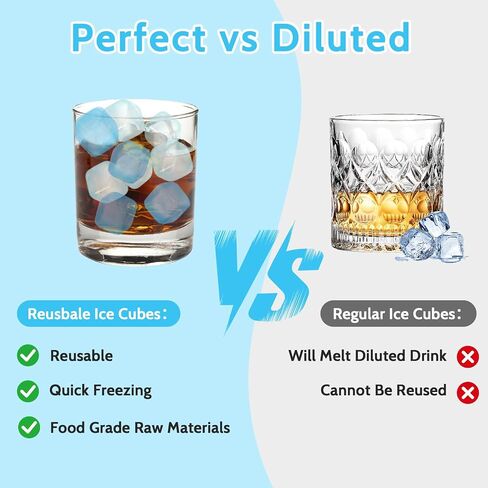 80 Pack Reusable Ice Cubes, Refreezable Plastic Ice Cubes | No Diluting, BPA Free for Drinks, Iced Coffee, Home Bars, Whiskey in Kuwait