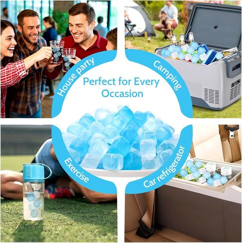 80 Pack Reusable Ice Cubes, Refreezable Plastic Ice Cubes | No Diluting, BPA Free for Drinks, Iced Coffee, Home Bars, Whiskey in Kuwait