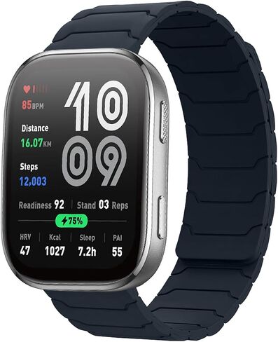 أربطة سيليكون مغناطيسية 22 مم لـ Amazfit T-Rex 3 Pro 48 مم، Amazfit Bip 6/ Bip 5، سوار معصم رياضي بديل مقاوم للماء لـ Amazfit GTR 4 / GTR 3 Pro/Balance 2 - أسود/برتقالي in Kuwait