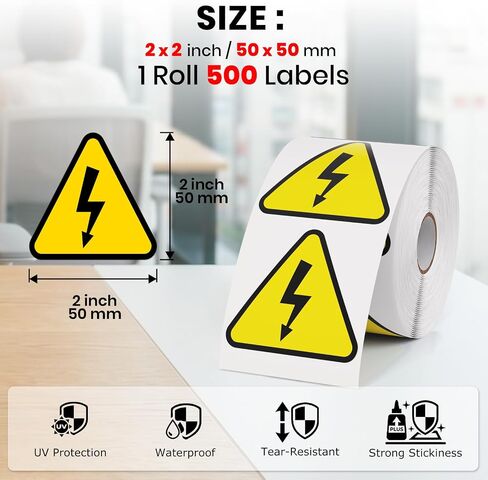 500 PCS Triangle Electrical Shock Hazard Risk Warning Labels 2 Inches Danger High Voltage Warning Stickers in Saudi Arabia