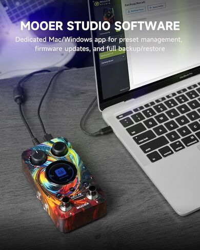 MOOER Meta FX Stereo Delay Reverb Mod Effects Peal 3 في 1 1.28 بوصة شاشة لمس ملونة Tempo 100 موقع محدد مسبقًا ممارسة سماعة الرأس الصامتة in Kuwait