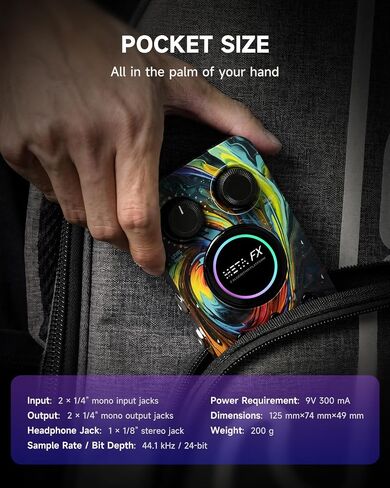 MOOER Meta FX Stereo Delay Reverb Mod Effects Peal 3 في 1 1.28 بوصة شاشة لمس ملونة Tempo 100 موقع محدد مسبقًا ممارسة سماعة الرأس الصامتة in Kuwait