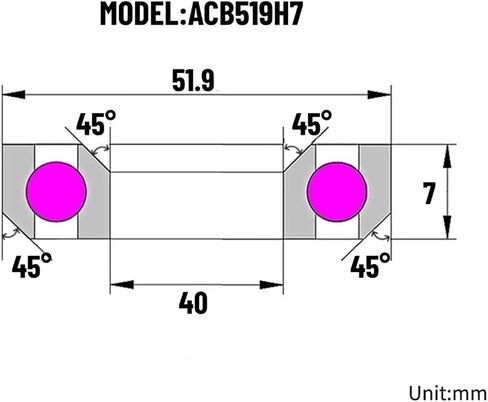 1 قطعة ACB519H7 سماعة تحمل 40X51.9X7 ملليمتر 45 درجة * 45 درجة دراجة الجبهة السلطانية كم ACB3039 دراجة هوائية جبلية التوازن in Kuwait