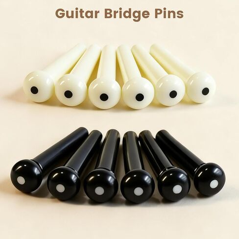 طقم أجزاء جيتار صوتي مكون من 14 قطعة - دبابيس الجسر، والسرج، والصامولة، ولفاف/قاطع/ساحب 3 في 1 (أبيض + أسود) in Kuwait