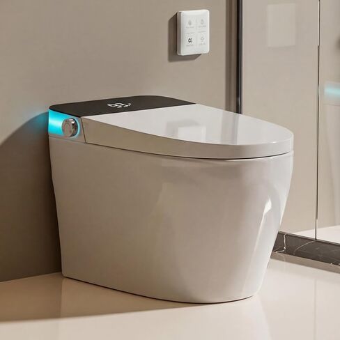 Smart Toilet with Elongated Heated Seat, Foot Sensor, Dual Auto Flush, One Piece Toilet for Bathroom, Electric Tankless Toilets with Night Light, LED Display & 1000g MaP Flush, 0.8/1.2 GPF in Kuwait