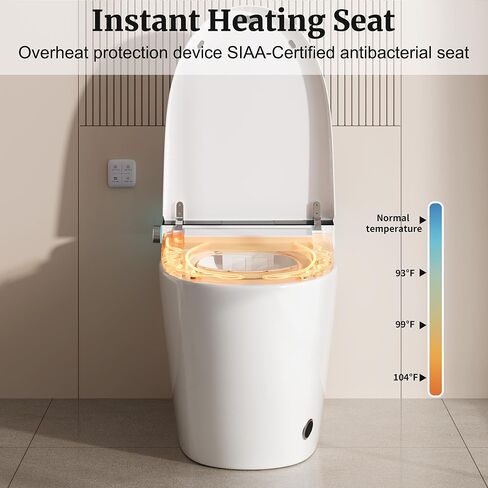 Smart Toilet with Elongated Heated Seat, Foot Sensor, Dual Auto Flush, One Piece Toilet for Bathroom, Electric Tankless Toilets with Night Light, LED Display & 1000g MaP Flush, 0.8/1.2 GPF in Kuwait