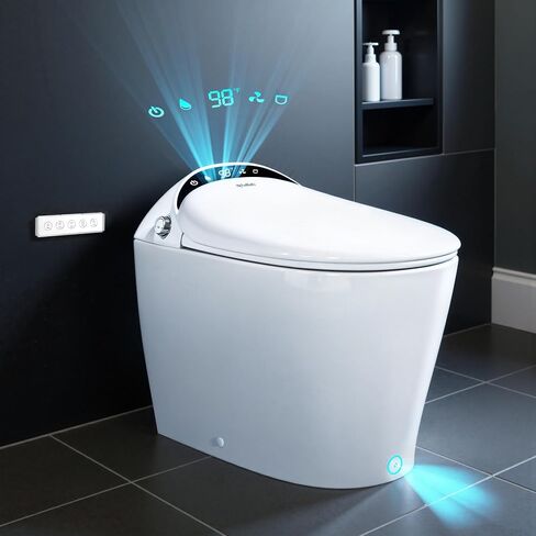 Smart Toilet with Bidet built in, Bidet Toilet with Water Filtration, Pump assisted, Auto Open/Close/Flush, Blackout Flush, Nano Self-Cleaning Glaze, Auto Deodorizer, ADA Comfort Height in Kuwait