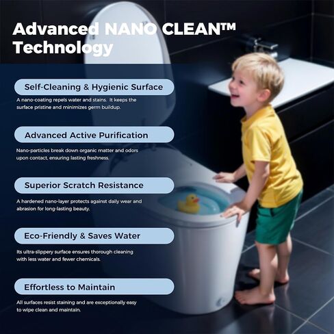 Smart Toilet with Bidet built in, Bidet Toilet with Water Filtration, Pump assisted, Auto Open/Close/Flush, Blackout Flush, Nano Self-Cleaning Glaze, Auto Deodorizer, ADA Comfort Height in Kuwait