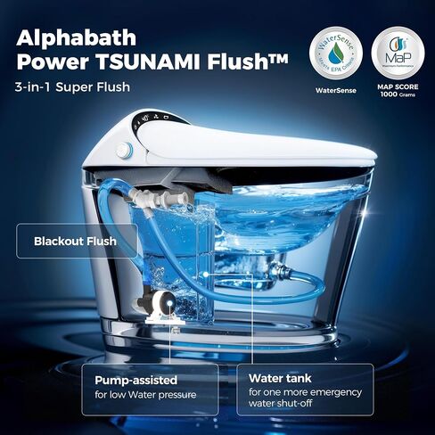 Smart Toilet with Bidet built in, Bidet Toilet with Water Filtration, Pump assisted, Auto Open/Close/Flush, Blackout Flush, Nano Self-Cleaning Glaze, Auto Deodorizer, ADA Comfort Height in Kuwait