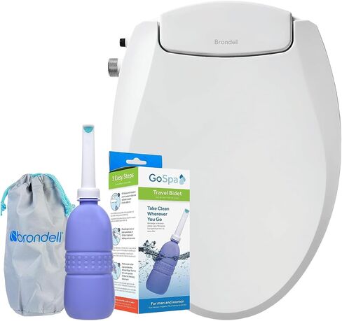 مقعد المرحاض Brondell، بيديه غير كهربائي Swash Ecoseat S101-EW، ممدود، أبيض + حزمة بيديت السفر المحمولة GoSpa GS-70 in Kuwait