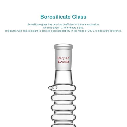 stonylab Air Condenser, Waterless, 200 mm Effective Length, Borosilicate Glass Reflux Condenser with 24/40 Standard Joint, Max. OD 42mm, Laboratory Condensation Tube for Distillation Experiment in Kuwait