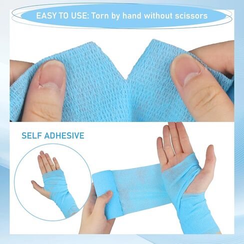 45 Pack Self Adhesive Bandage Wrap, 4" x 5 Yards Cohesive Bandage Elastic Wrap Bandages Tape Non Woven for Sports, Wrist, Ankle and Vet Wrap, Grip Tape (Multi Colors) in Kuwait