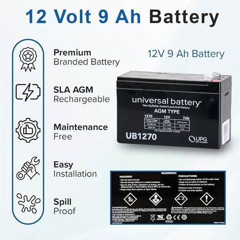 AlveyTech Premium 12 Volt Battery for Electric Scooters, Ride-On Toys, Power Back-Ups, & Alarm Systems (7 Ah) - Replacement Single Rechargeable AGM Battery with Tab Terminal in Kuwait