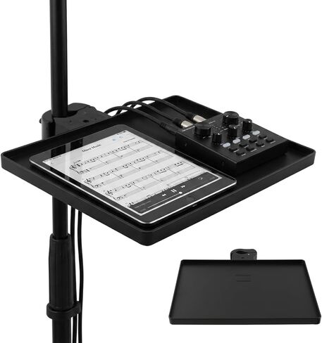Only Mic Stands Tray, 11" x 10.8" Large Microphone Stand Trays Shelf, Adjustable Non Slip Music Stand Accessory for Music Stand Live Streaming Karaoke, Fit 2.2-5.5 lb in Kuwait