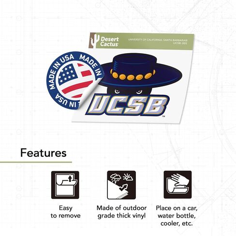 Desert Cactus University of California Santa Barbara Sticker UCSB Gauchos Vinyl Decal Laptop Water Bottle Car Scrapbook (IND 001) in Kuwait