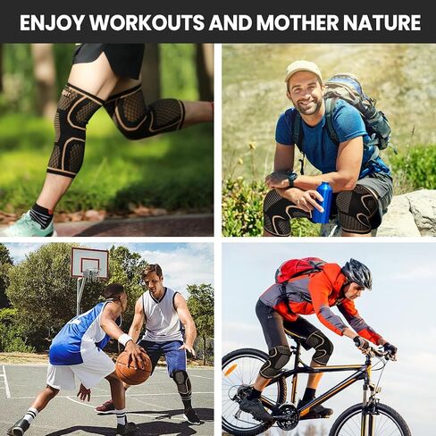 Copper Knee Brace for Men and Women, M, 2 Pack | Knee Pain Relief for Arthritis, Breathable Copper Infused, Running Workout Gym Sports, Anti Slip Adjustable in Kuwait