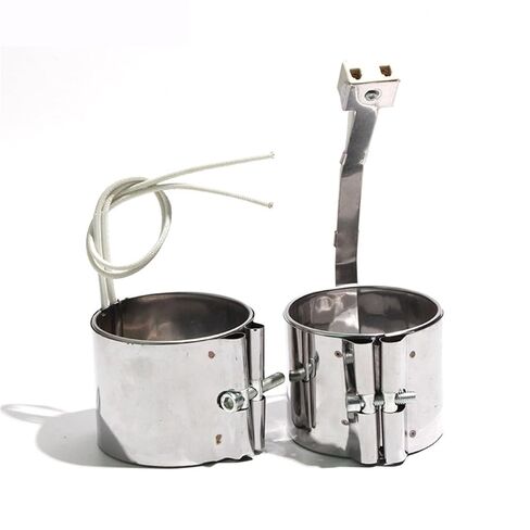 Electric Stainness Steel Barrel Band Heater IDxH 25x40/45/50mm 110V/220V/380V for Extruder Home Appliance Parts 2PCS(Silver,110V_IDXH 25X40MM 90W) in Kuwait
