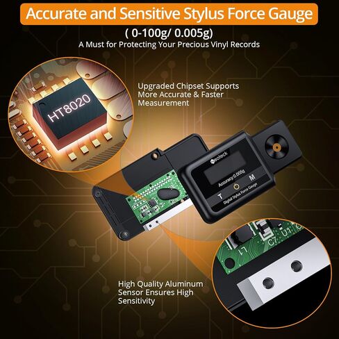 Neoteck 0.005g/100g مقياس قوة القلم الدوار الاحترافي مع شاشة تعمل باللمس وإضاءة خلفية LCD لخرطوشة Tonearm Phono، غير مغناطيسية وعالية الدقة in Kuwait