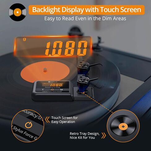 Neoteck 0.005g/100g مقياس قوة القلم الدوار الاحترافي مع شاشة تعمل باللمس وإضاءة خلفية LCD لخرطوشة Tonearm Phono، غير مغناطيسية وعالية الدقة in Kuwait