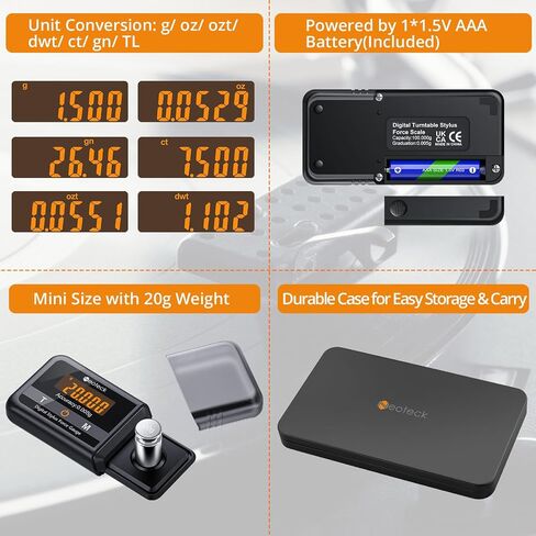 Neoteck 0.005g/100g مقياس قوة القلم الدوار الاحترافي مع شاشة تعمل باللمس وإضاءة خلفية LCD لخرطوشة Tonearm Phono، غير مغناطيسية وعالية الدقة in Kuwait
