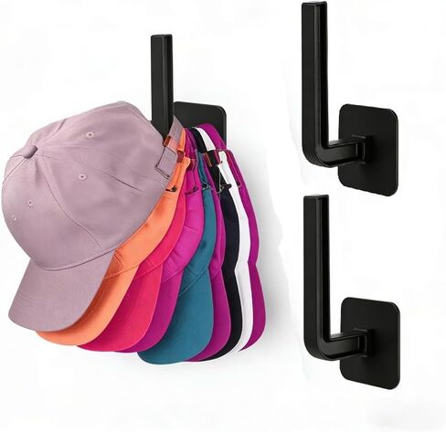 2-Pack Hat Organizer for Baseball Caps,Multi-Purpose Hat Rack Storage, Hook Closet Organization and Storage，Bedroom Decor Strong Adhesive Hat Hooks for Wall Organizer, Two Mounting Options in Kuwait