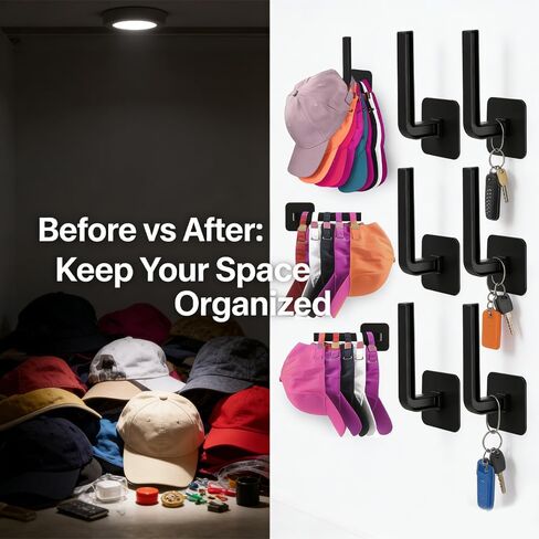 2-Pack Hat Organizer for Baseball Caps,Multi-Purpose Hat Rack Storage, Hook Closet Organization and Storage，Bedroom Decor Strong Adhesive Hat Hooks for Wall Organizer, Two Mounting Options in Kuwait