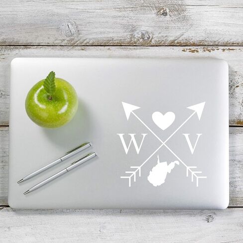 ملصق Yoonek Graphics West Virginia Love Cross Arrow State WV لنافذة السيارة والكمبيوتر المحمول والمزيد. # 1114 (4 × 4 بوصة، أبيض) in Kuwait