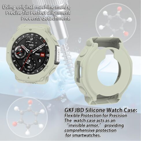 Compatible for Amazfit T-Rex 3 Screen Protector & Case, HD Tempered Glass Protective Film & Silicone Soft Cases (Pack of 3+2) in Kuwait