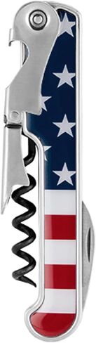 Foster & Rye American Flag Double Hinged Waiters Corkscrew Wine Opener, Stainless Steel with Sharp Foil Cutter for Travel, Outdoor Use, Gifts for Men, Home Bar, Kitchen, Set of 1 in Kuwait