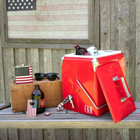 Foster & Rye American Flag Double Hinged Waiters Corkscrew Wine Opener, Stainless Steel with Sharp Foil Cutter for Travel, Outdoor Use, Gifts for Men, Home Bar, Kitchen, Set of 1 in Kuwait
