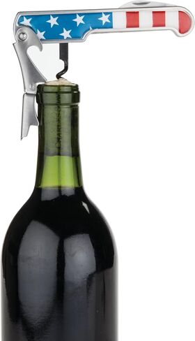 Foster & Rye American Flag Double Hinged Waiters Corkscrew Wine Opener, Stainless Steel with Sharp Foil Cutter for Travel, Outdoor Use, Gifts for Men, Home Bar, Kitchen, Set of 1 in Kuwait