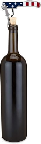 Foster & Rye American Flag Double Hinged Waiters Corkscrew Wine Opener, Stainless Steel with Sharp Foil Cutter for Travel, Outdoor Use, Gifts for Men, Home Bar, Kitchen, Set of 1 in Kuwait