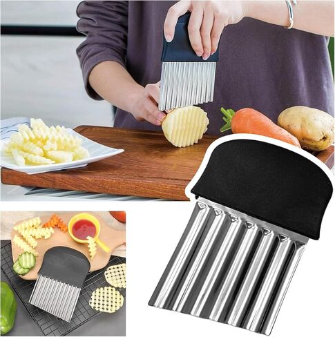 Crinkle Cutter,Stainless Steel Cutter,Crinkle Cutter for Veggies Fry Waffle Potato Onion in Kuwait