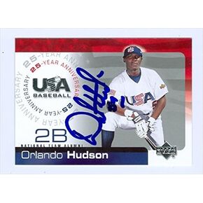 Autograph Warehouse 34713 Orlando Hudson Autographed 2004 Usa Baseball Upper Deck Baseball Card No. 89 in Kuwait