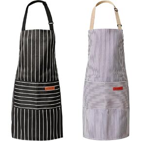Adjustable Kitchen Aprons, Unisex, 2 Pack | 2 Large Pockets, Cotton-Polyester Blend, Bib Apron, For Home, BBQ & Restaurant Use in Kuwait