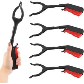 Short Grabber Reacher Tool, 4pcs 30cm/12inch Small Grabber Reacher Tools Non-Slip Ergonomic Handle, Lightweight Trash Pick up Stick for Elderly Litter Pickers,Sanitation Workers(Black Red) in Saudi Arabia