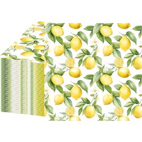 peony man 50 PCS Lemon Cocktail Napkins Yellow Citrus Paper Napkin 3-Ply Summer Fruit Disposable Napkins Lemon Dinner Hand Towels for Kitchen Bathroom Summer Beverage Party Supplies in Kuwait